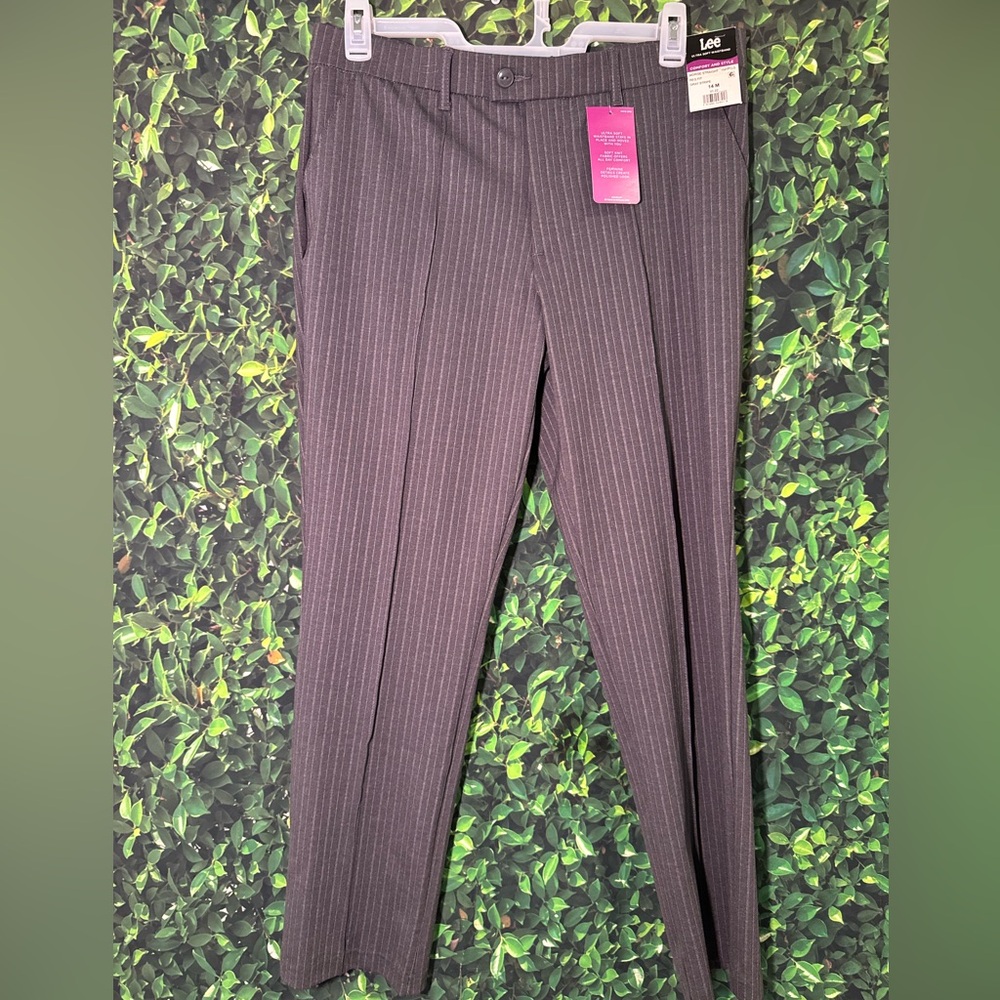 Lee Mid-Rise Gray Stripe Slacks